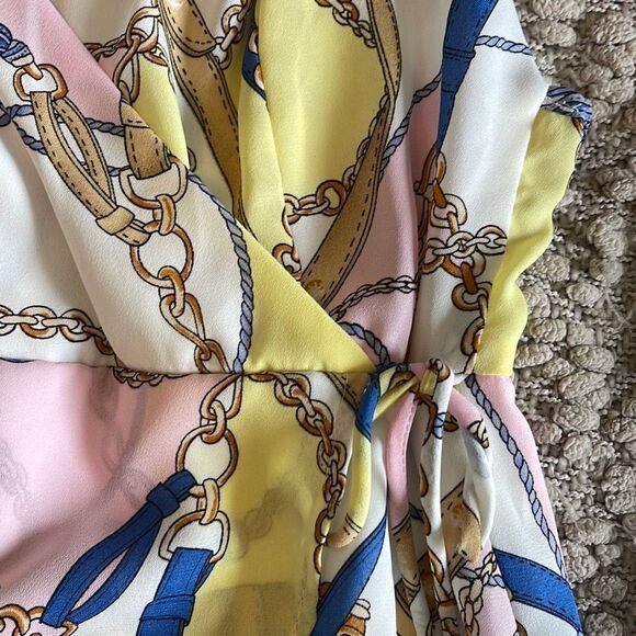 Blue Blush Women's Chain Romper Wrap Skort Front Backless Large Pink Size Large - Picture 3 of 9